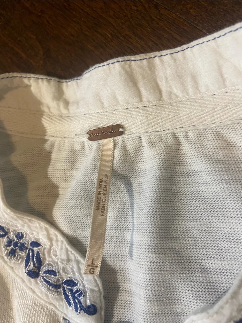 Free People Henley Top SZ L Western Bohemian Sundance Kid Embroidered Pearl Snap